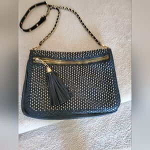 Rebecca Minkoff Leather Studded Shoulder Bag. Black